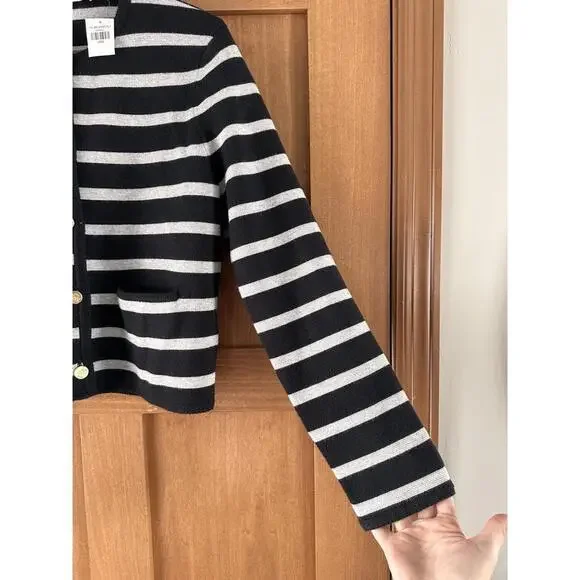 NWT Abercrombie & Fitch LuxeLoft Crew Sweater Jacket Black & Gold Women’s Large - Picture 4 of 11